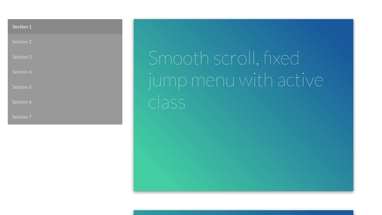 Jump menu with active class and smooth scroll Jump menu with active class and smooth scroll
