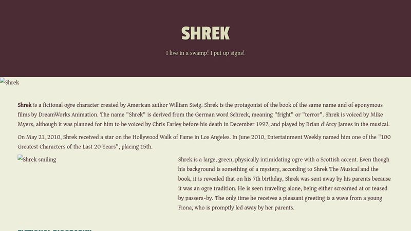 Shrek's Tribute Page