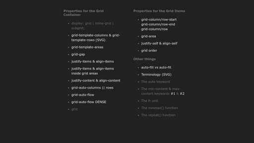 GRID table of contents - Script Codes