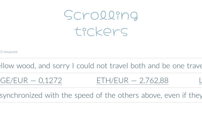 Synchronized scrolling tickers (CSS animation)