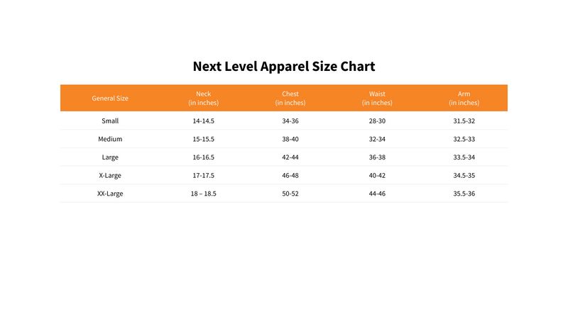 Next Level Apparel Size Chart 3185