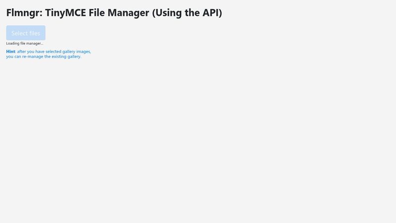 Flmngr: TinyMCE file manager (with using API)