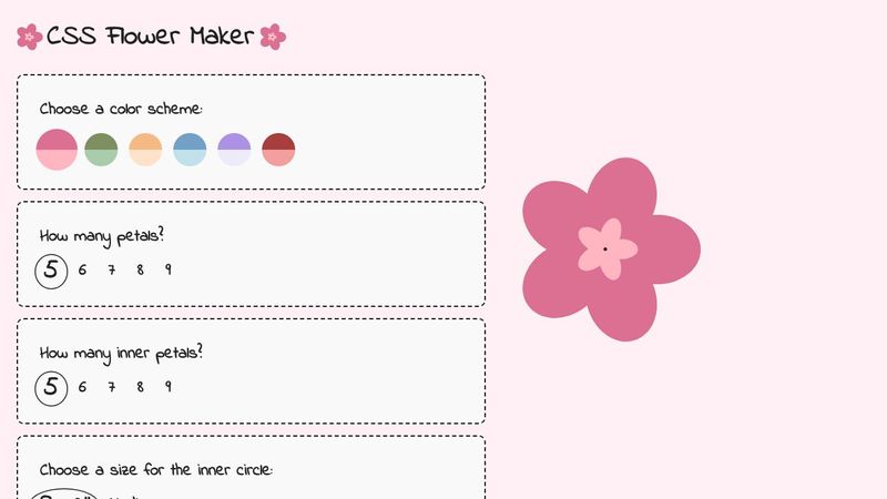 CSS Flower Maker (modern browsers only)