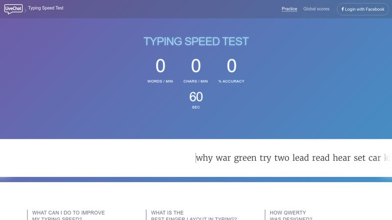 Test live chat typing Typing Test