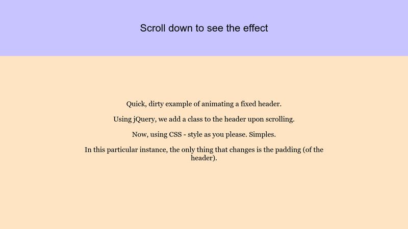 Animating fixed Header on Scroll (jQuery)