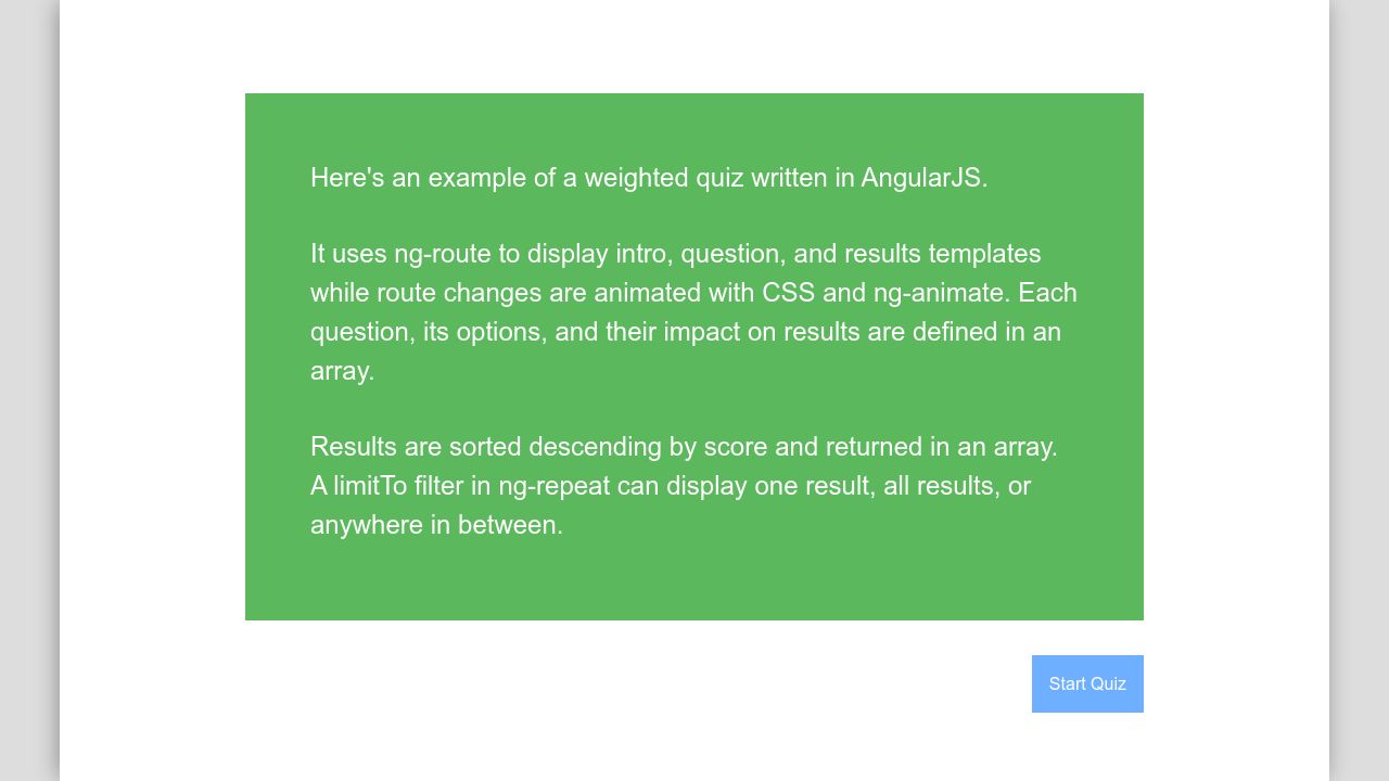 Weighted quiz with AngularJS 1