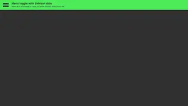 Menu toggle (animate menu icon to close) with Sidebar sliding from left Menu toggle (animate menu icon to close) with Sidebar sliding from left