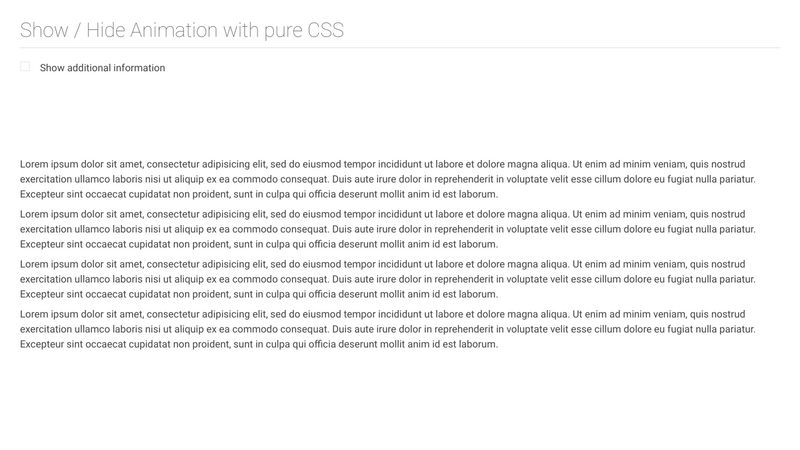 Show / Hide Animation with pure CSS