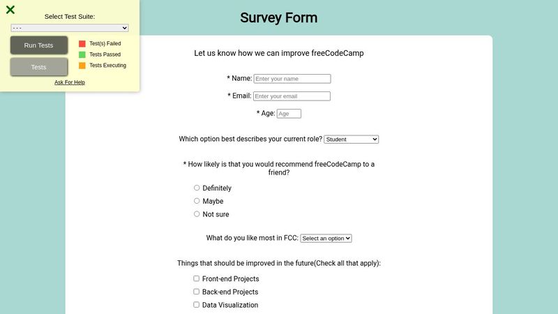 responsive web design projects build a survey form