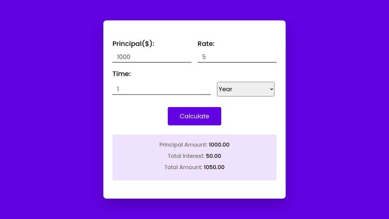Interest Calculator Using JavaScript