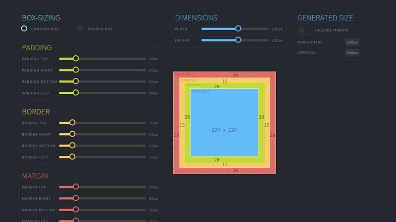 angular interactive box-model diagram