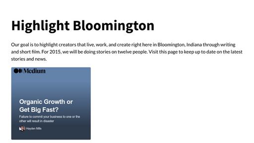 Highlight Bloomington Website Idea - Script Codes