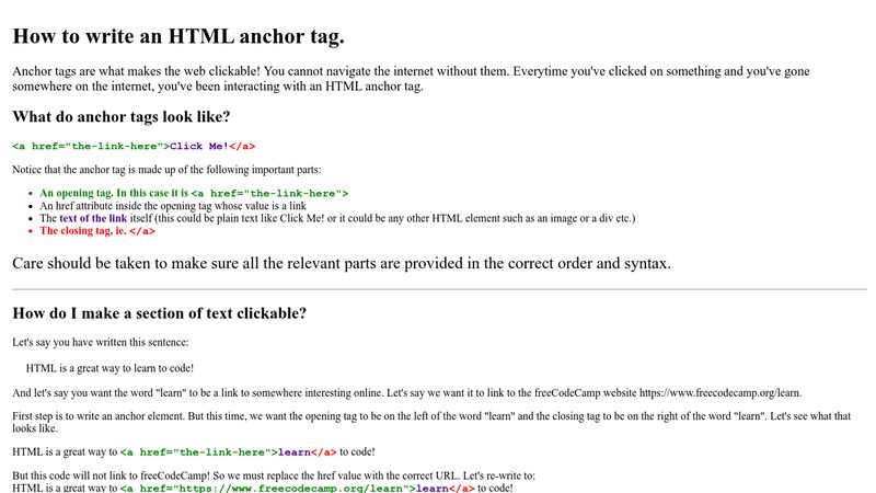 A Simple Explanation Of The HTML Anchor Element.