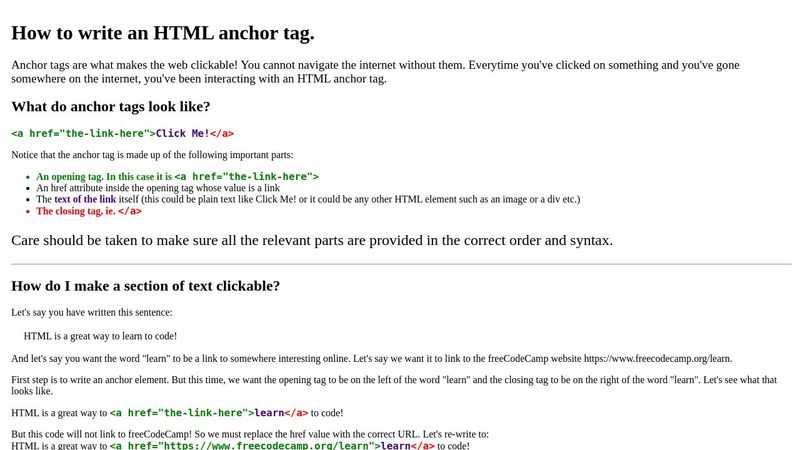 A simple explanation of the HTML anchor element.