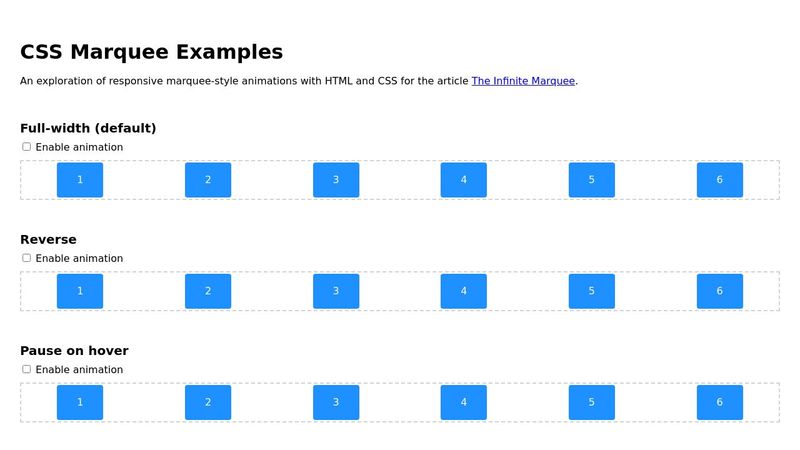 CSS Marquee Examples CSS Marquee Examples