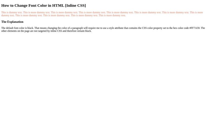 How to Change Font Color in HTML: Inline CSS