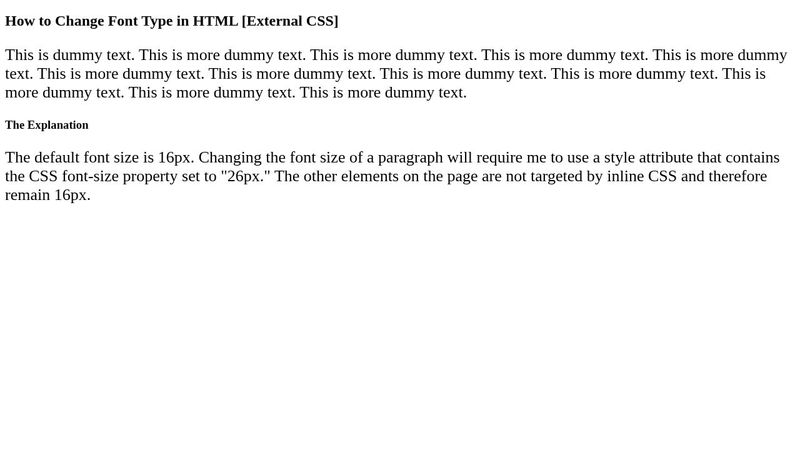How to Change Font Size in HTML: external CSS