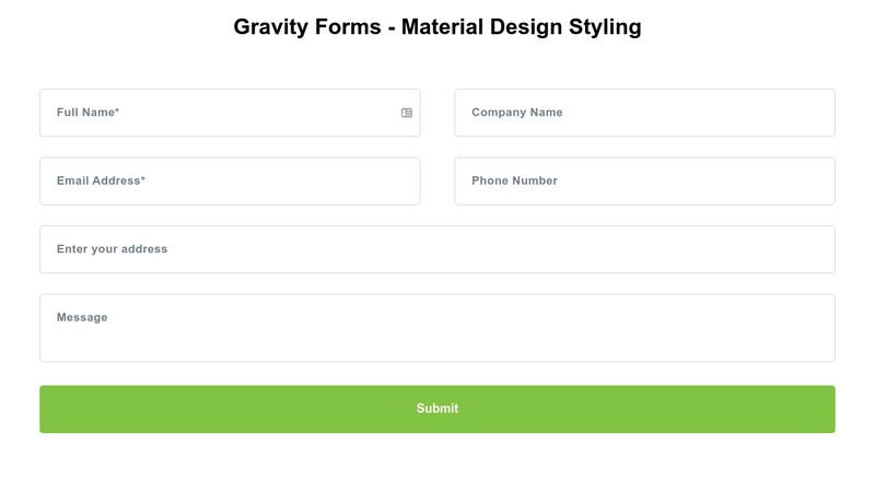 Gravity Forms Material Design Styling