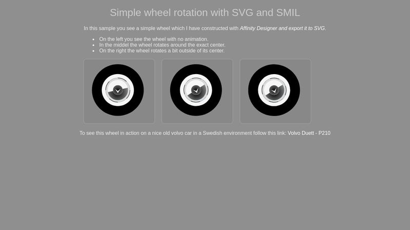 SVG / SMIL animation a car wheel SVG / SMIL animation a car wheel