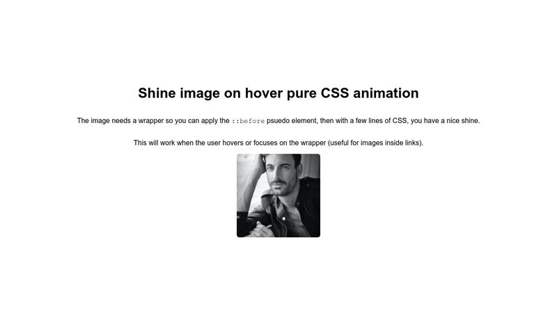Shine image on hover pure CSS animation