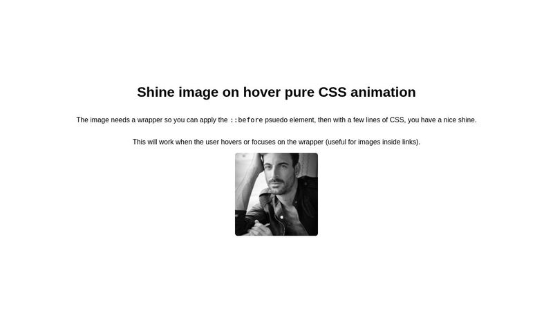 Shine image on hover pure CSS animation Shine image on hover pure CSS animation
