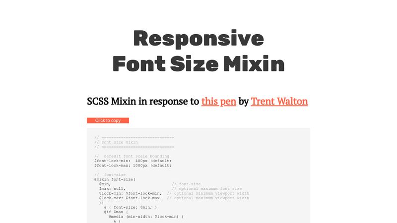 Responsive Font Size SCSS Mixin