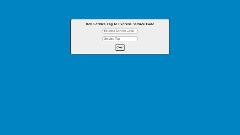 Dell Service Tag to Express Service Code Converter