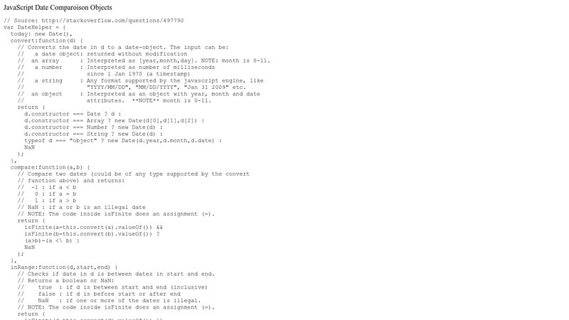 javascript-date-comparison-objects-library