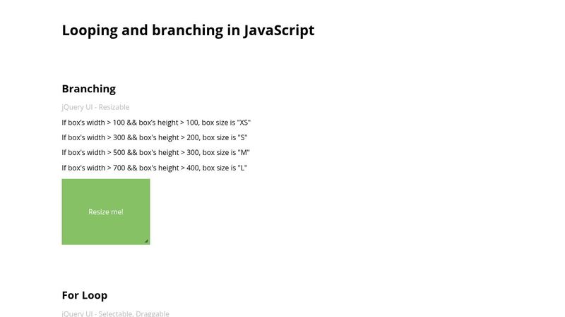 Looping and branching in JavaScript