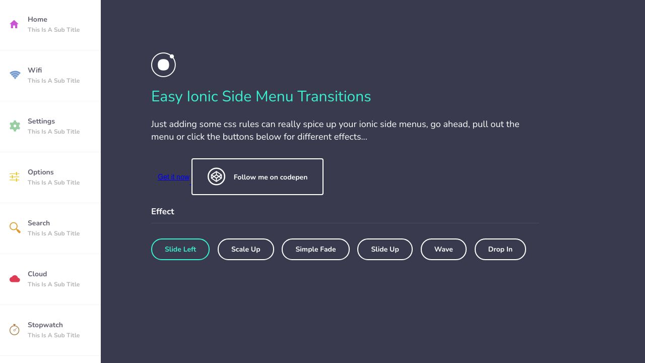 Easy Ionic Side Menu Transitions