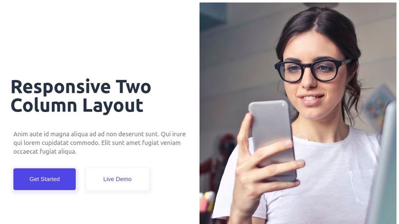 Responsive 2-column hero section using HTML and CSS
