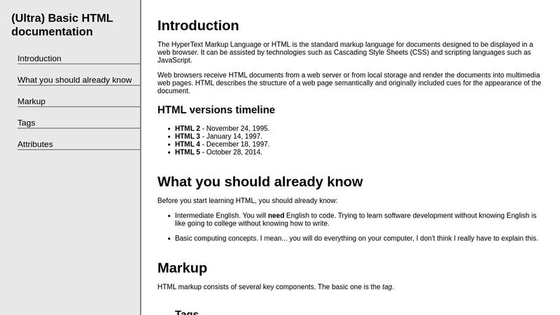 Basic HTML documentation