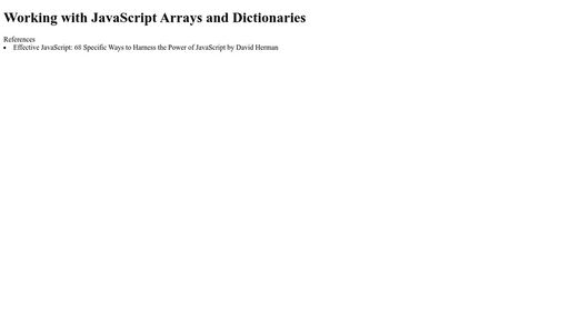 Working with JavaScript Arrays and Dictionaries