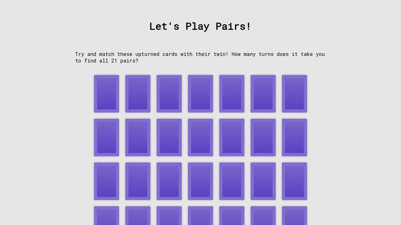 Pairs Card Game