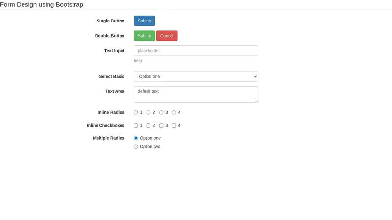 Form Design using Bootstrap