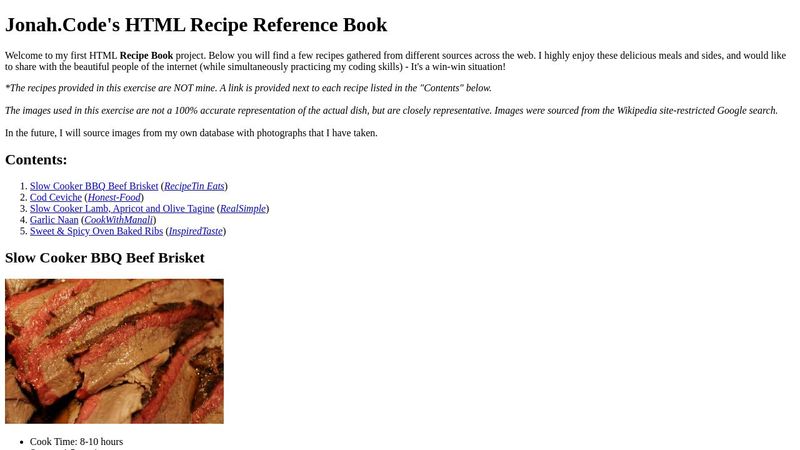 HTML Recipe Book Project (Khan Academy)