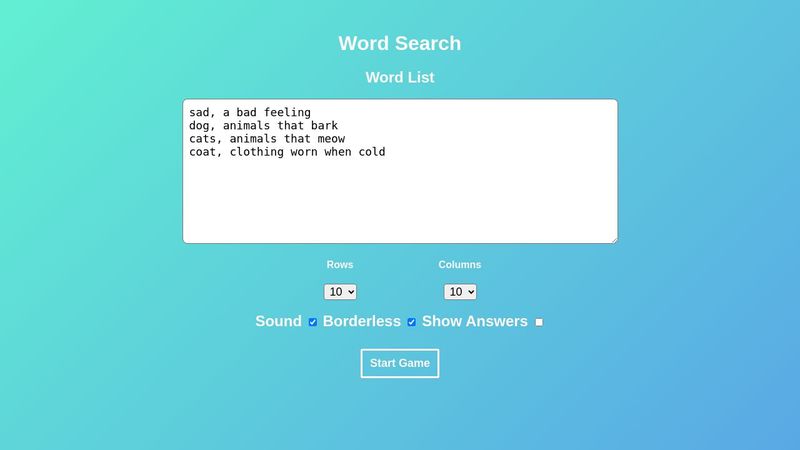 Javascript word search