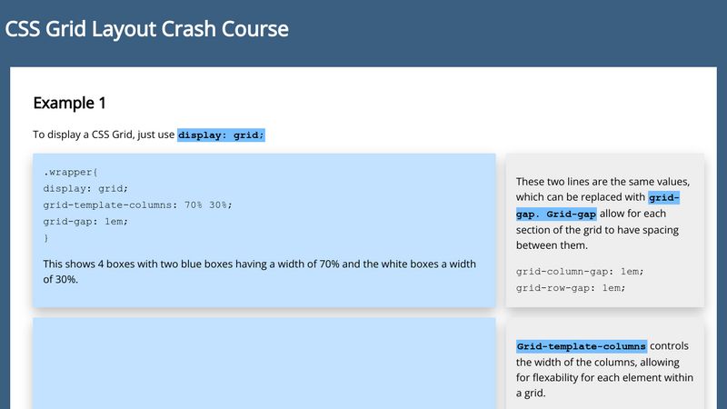 Codepen Css Grid Crash Course