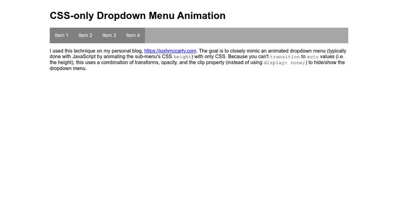 CSS-only Dropdown Menu Animation