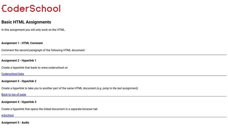 Basic HTML Assignments