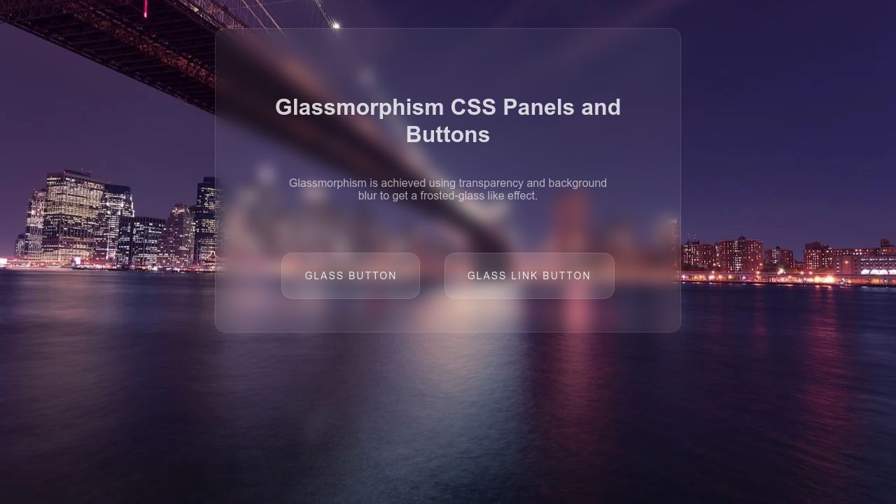 Glassmorphism CSS Panels and Buttons