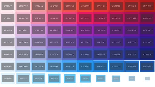 Material Design Colour Palette - Script Codes