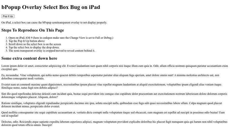 Test Bpopup Ipad Bug