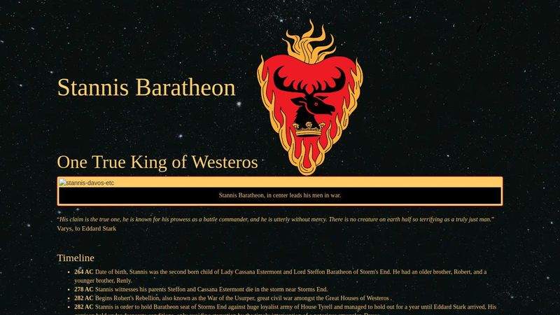 CodePen - Stannis Baratheon tribute page CodePen - Stannis Baratheon tribute page