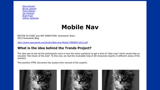 In class Week 4 - Mobile Navigation Patterns-Footer Nav - Script Codes