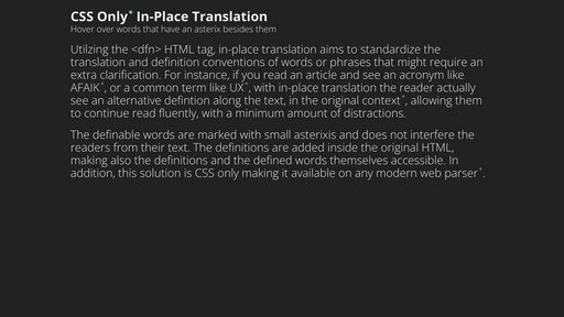 CSS Only In-Place Translation - Script Codes