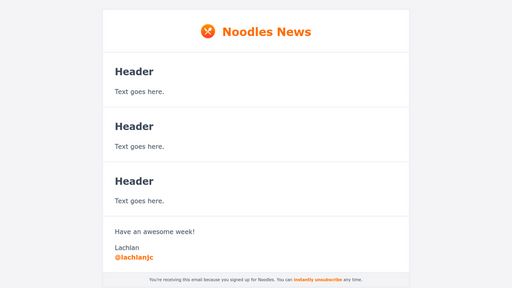 Noodles Newsletter Template - Script Codes