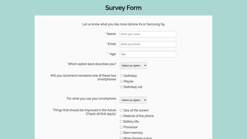 Survey Form test page