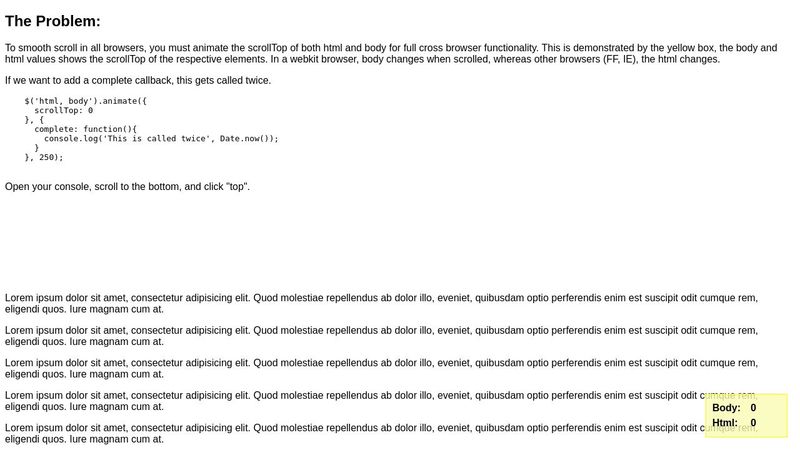 Smooth scroll callback Smooth scroll callback