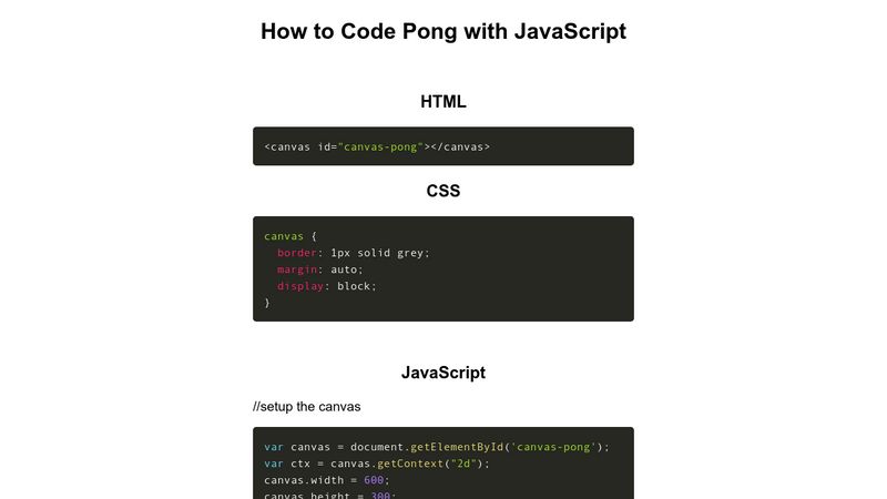 How To Code Pong